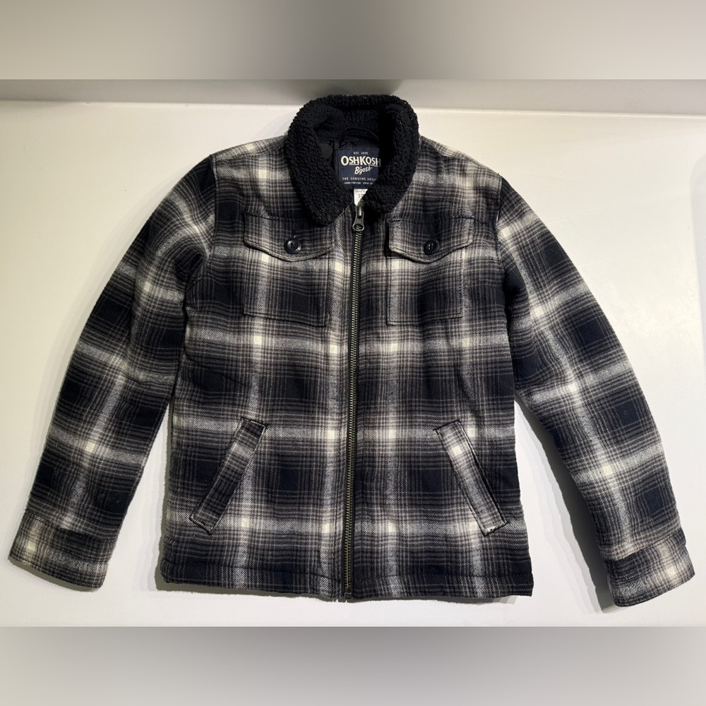 OshKosh B'gosh Kids Black and White Plaid Pea Coat